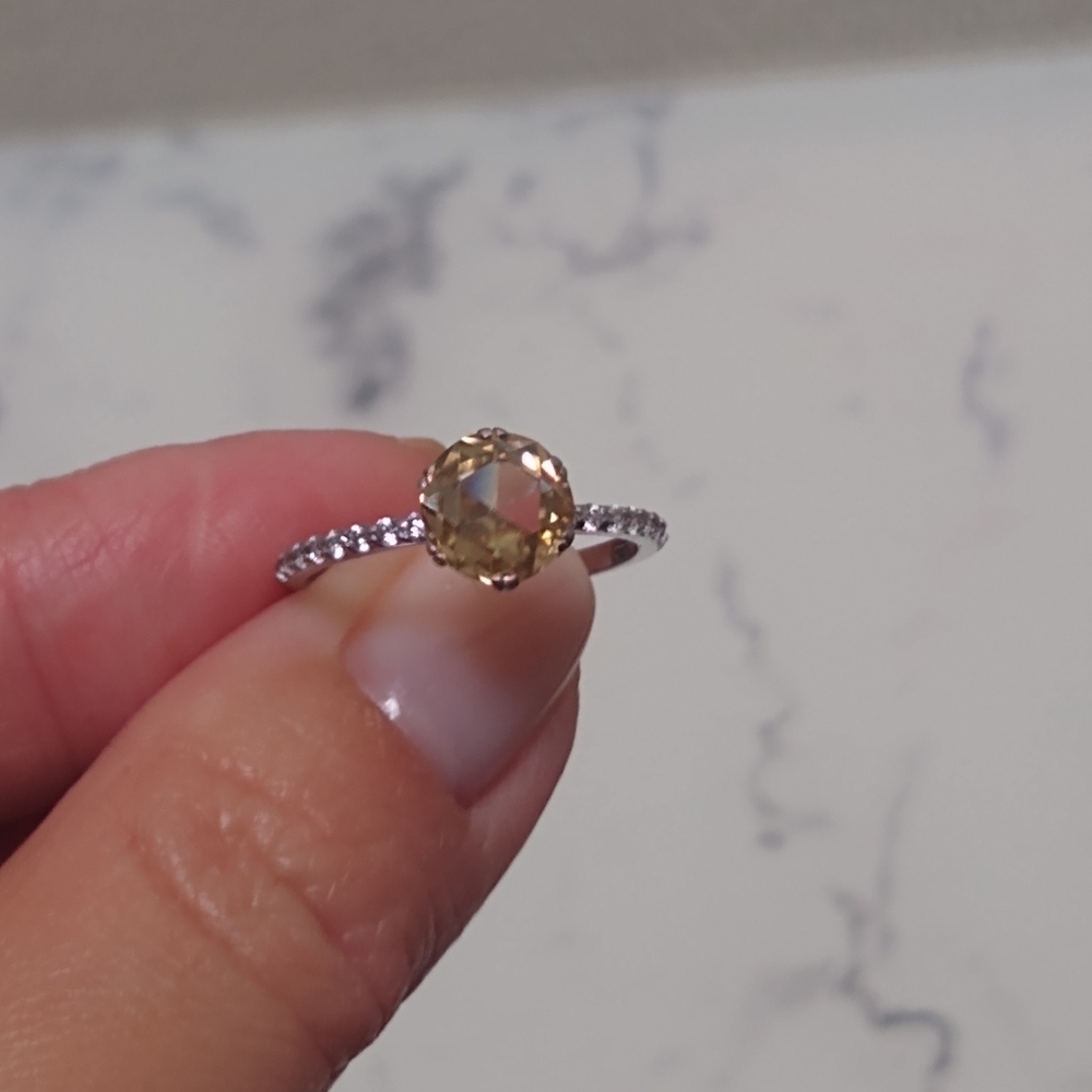 New Rose Cut Yellow Canary Moissanite Ring